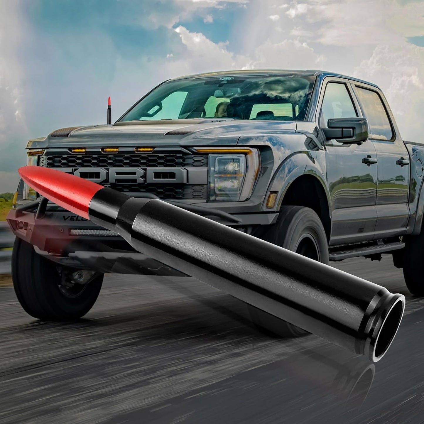 Auto-Kugelantenne mit Adapter & Unterlegscheibe, Auto Zubehör Außen AM/FM Radio Antenne für Auto Dekoration und Signalverbesserung, Essentieller LKW Auto Antennenersatz (Schwarz)