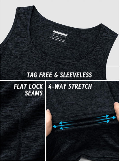 TACVASEN Herren Tanktops Schnelltrocknend Ärmelloses Workout Muskelshirt Sport Bodybuilding Fitness Performance T-Shirts