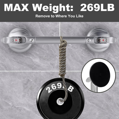 15-Inch Shower Handle - Upgraded Grab Bar with Strong Suction Cups for Bathtub & Shower Safety, Ideal for Seniors, Elderly, Disabled -Silver
