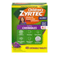 Zyrtec Children's Dye-Free Chewables for 24 Hour Allergy Relief, 10 mg Cetirizine Hydrochloride Antihistamine Tablets, Kids Allergy Medicine Relieves Sneezing & Itchy Throat, Grape, 48 ct(Pack of 2)