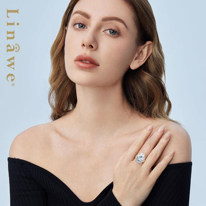 Linawe Birthstone Chunky Adjustable Rings for Women, Gold/Silver/Rose Gold Statement Rings, Imitation Diamond Fake Gemstone Crystal Cocktail Ring, Cubic Zirconia Costume Jewelry