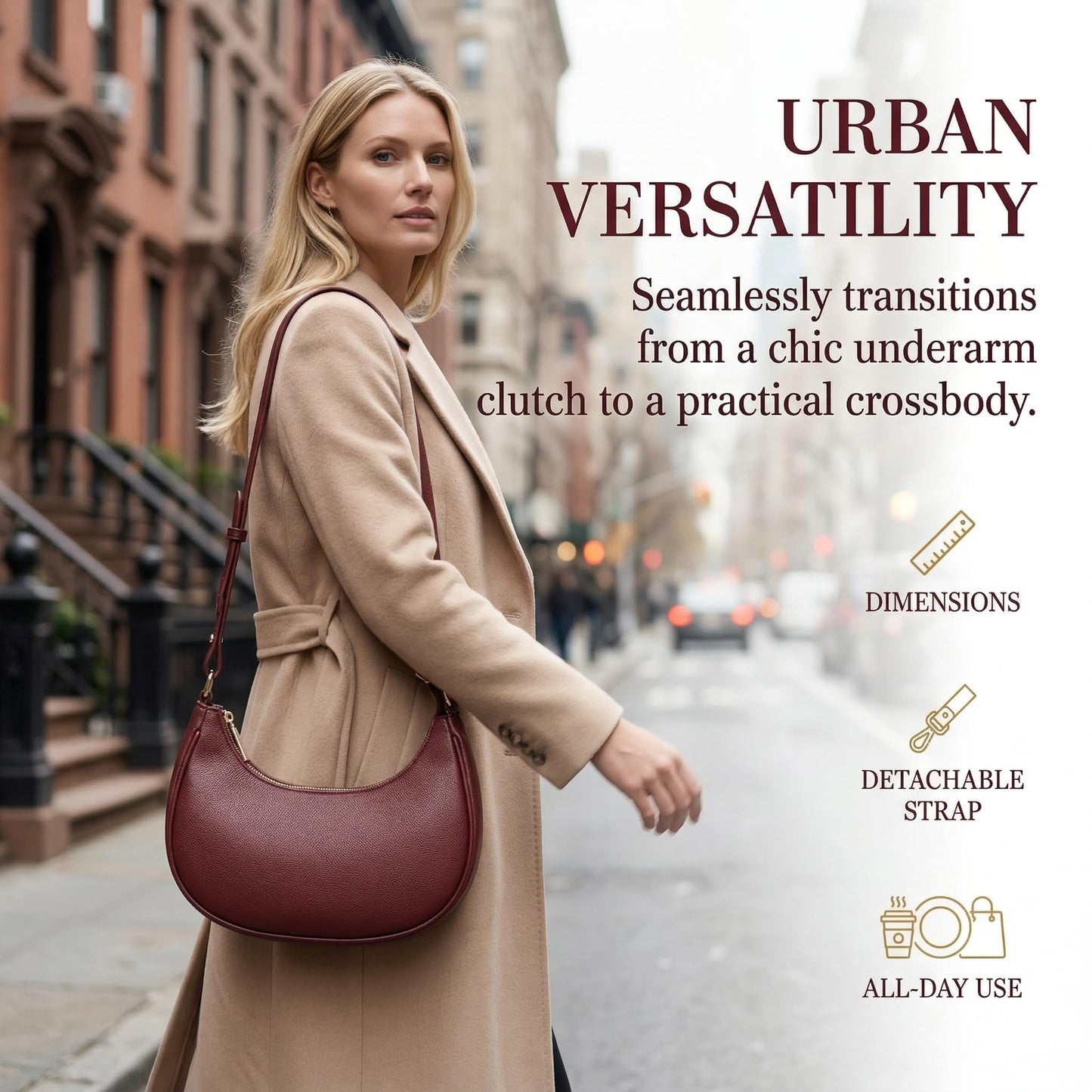 Barabum Kleine Umhängetasche für Damen, halbmondförmige Geldbörse, Y2K Trend Clutch Handtaschen