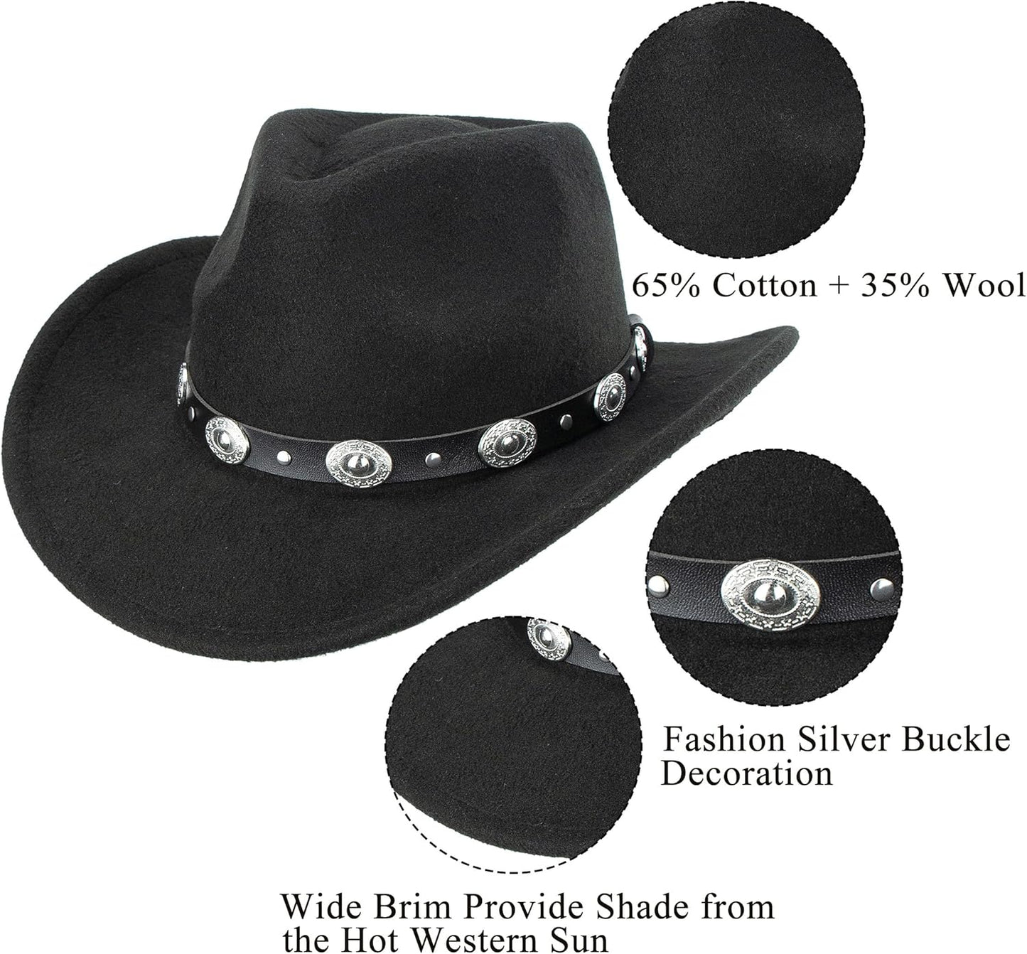Cowboyhut für Jungen Mädchen Western Filzhut Fedora für Kinder 3-6 Jahre
