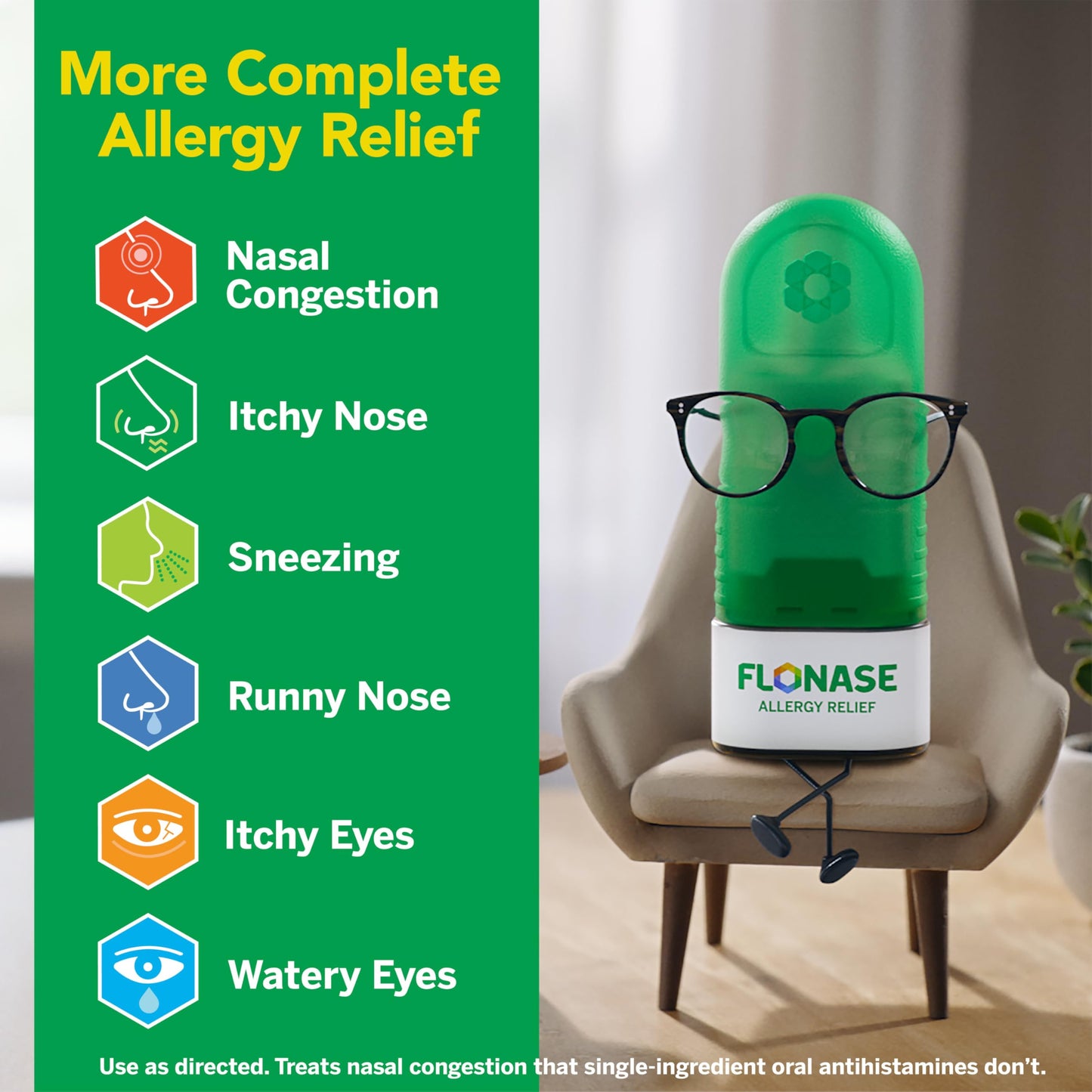 Flonase Allergy Relief Nasal Spray, 24 Hour Non Drowsy Allergy Medicine, Metered Nasal Spray - 72 Sprays - Fall and Seasonal Allergy Relief (Pack of 12)