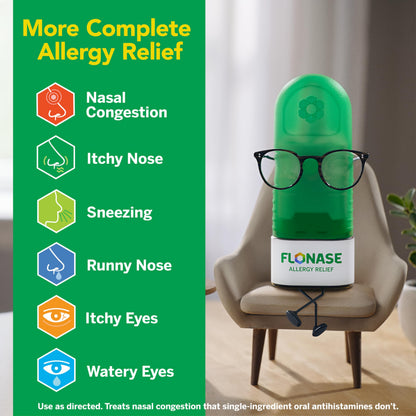 Flonase Allergy Relief Nasal Spray, 24 Hour Non Drowsy Allergy Medicine, Metered Nasal Spray - 72 Sprays - Fall and Seasonal Allergy Relief (Pack of 12)