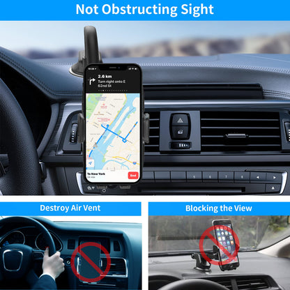 APPS2Car 14'' Gooseneck Car Phone Holder,Heavy Duty Phone Holder for Truck, [Flexibile Long Arm] [Anti Shake stabilizer] Windshield Car Phone Mount Suction Cup,Fit for iPhone, Samsung (Mirror Black)