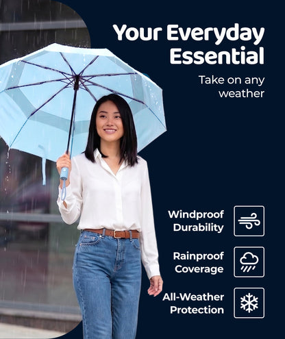 Repel Windproof Travel Umbrella - Compact & Withstands Winds up to 100MPH , Strongest Premium Auto Folding Umbrella for Rain and Sun - Durable, Light & Portable for Women & Men , Fits Backpack & Cars