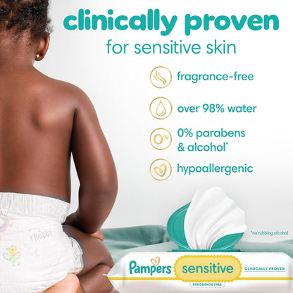 Pampers Swaddlers Disposable Baby Diapers Size 1, One Month Supply (198 Count) with Sensitive Water Based Baby Wipes 6X Pop-Top Packs (336 Count)