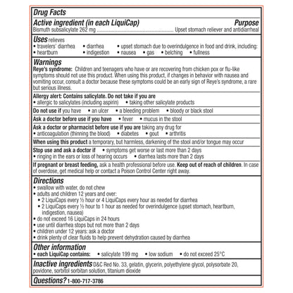 Pepto Bismol Liquicaps, Upset Stomach Relief, Nausea Relief, Heartburn Relief, Indigestion Relief, Anti Diarrhea Medication for Adults - 5 Symptom Fast Relief, No Flavor, 48 ct (Pack of 12)