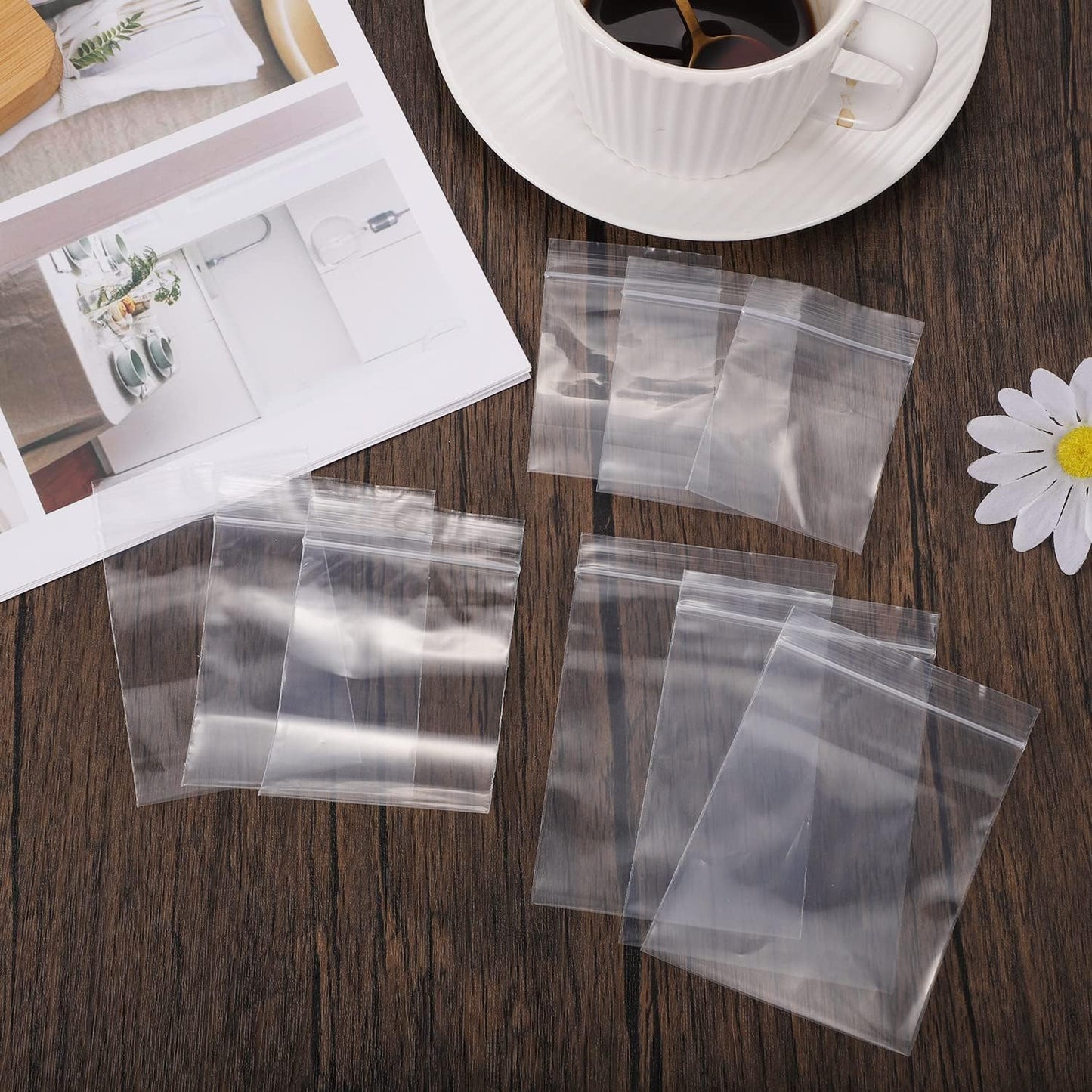100 kleine Plastiktüten, 5 x 7 cm, wiederverschließbare Zip-Beutel, kleine durchsichtige Plastiktüten für Schmuck, Schrauben, Aufbewahrung
