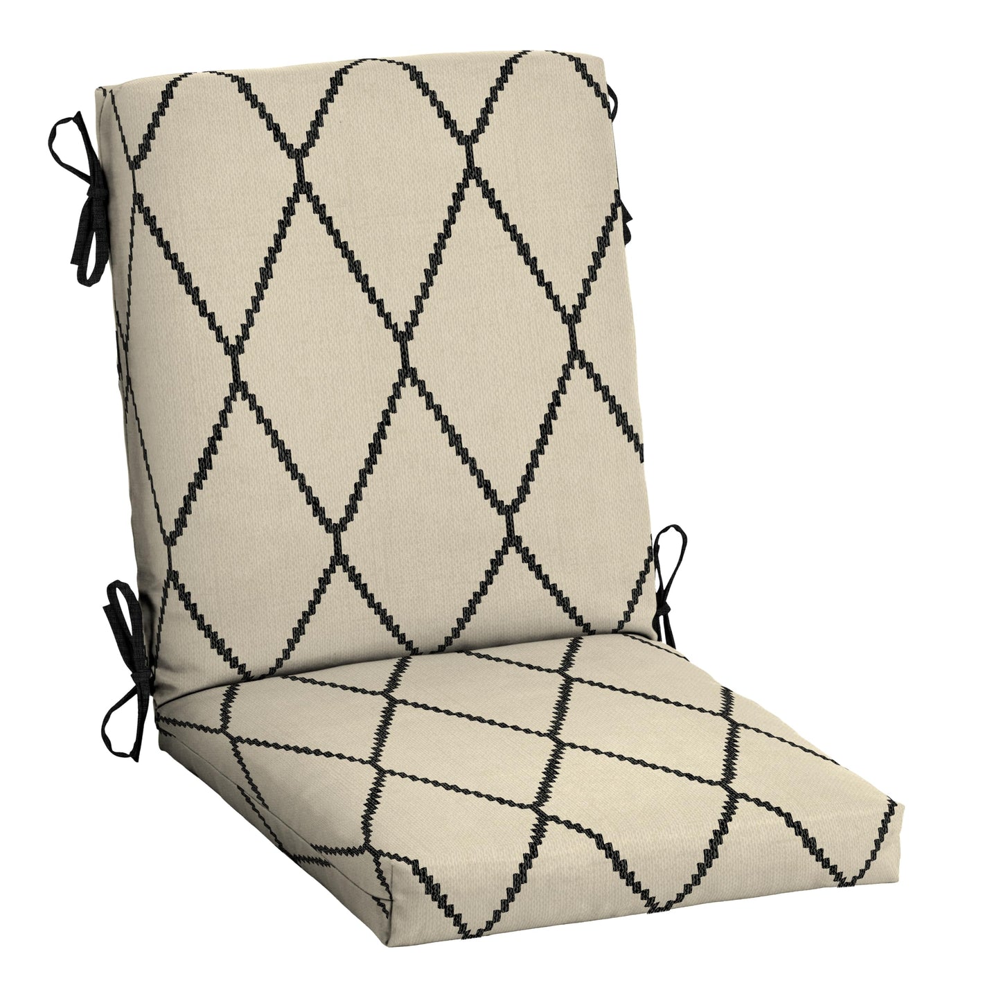 Arden 2-Pack Outdoor Patio Dining Chair Cushion, 20x44, Rain-Proof Seat Pad, Fade-Resistant Outdoor Cushion Black Cabana Stripe