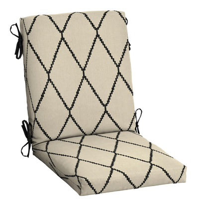 Arden 2-Pack Outdoor Patio Dining Chair Cushion, 20x44, Rain-Proof Seat Pad, Fade-Resistant Outdoor Cushion Black Cabana Stripe
