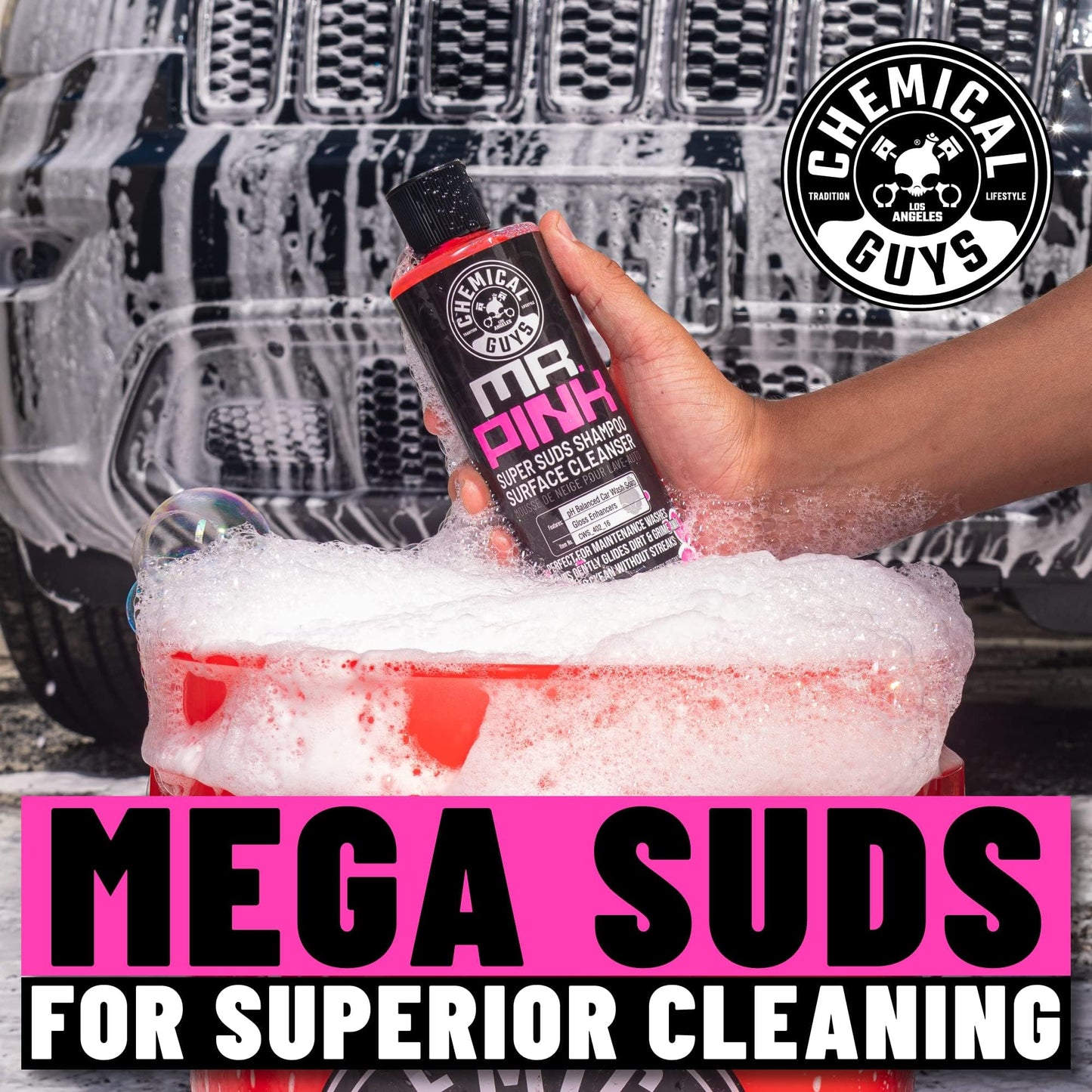 Chemical Guys Mr. Pink Car Wash Soap - 64 oz Super Suds Foaming Car Wash Soap for Cannon, Blaster, or Bucket Washing - pH Balanced, Safe on Wax, Sealant, Ceramic, and Clear Coat Finishes