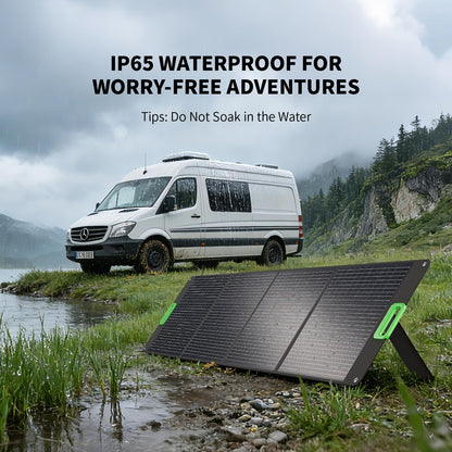100W Portable Solar Panel, 23.5% High Efficiency ETFE Foldable Solar Charger for Power Station Generator, IP65 Waterproof with Kickstands, 18V Output for RV Camping Van Off-Grid Outdoor