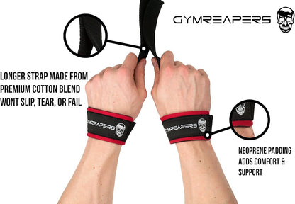Gymreapers Hebe-Handgelenkbandagen für Gewichtheben, Bodybuilding, Powerlifting, Krafttraining und Kreuzheben – gepolstertes Neopren mit 45,7 cm Baumwolle