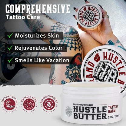 Hustle Butter Tattoo Aftercare 142g Tattoo Balsam, heilt + schützt neue Tätowierungen und verjüngt ältere Tätowierungen – 100% vegane Tattoo Creme ohne Petroleum