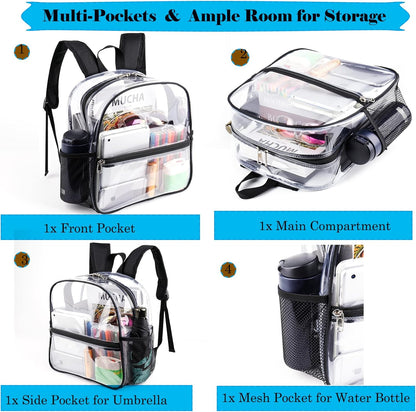 Mini Transparenter Rucksack 12x12x6 Stadion Zugelassener Plastik-Rucksack