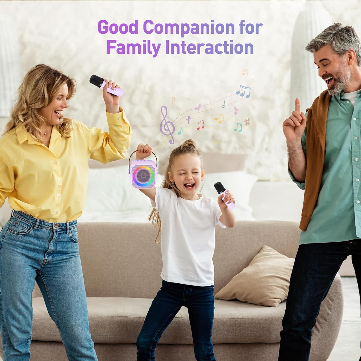 Mini Karaoke Machine for Kids Adults, Portable Bluetooth Speaker with 2 Wireless Microphone, Birthday Gifts for Girls Boys Ages 4, 5, 6, 7, 8, 9, 10, 12+ Years Old (Pinkcolor)