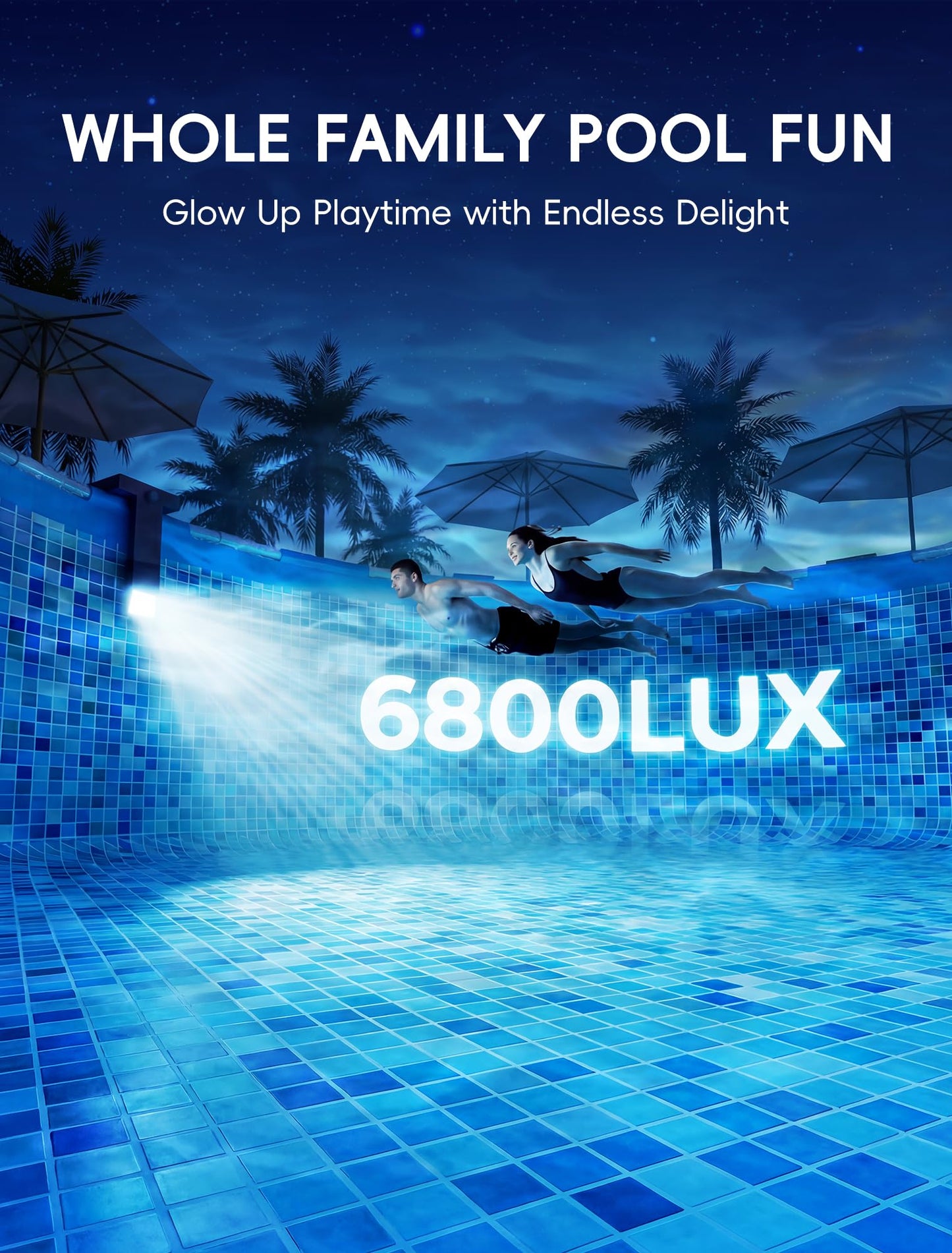 Solar Pool Lights Only for Metal Frame Above Ground Pools, 10-Color RGB 4-Mode LED Underwater Submersible Poolside Light with Auto Dusk Sensor, Waterproof Design, Remote & Timer Off, 1 Pack