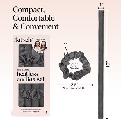 Kitsch Satin Heatless Lockenwickler Set – Hitzefreie Locken über Nacht mit 34" Haarwickler & 2 Satin Scrunchies – Bequeme Haarwickler zum Schlafen für frizzfreies, hitzefreies Styling – Sunset Tie Dye