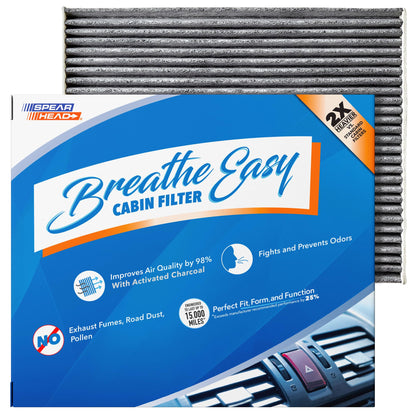 Spearhead Odor Defense Breathe Easy AC & Heater Cabin Filter | Fits Select 2016-2025 Toyota, Lexus, Subaru, 2016-2023 CX-9 Like OEM | Up to 25% Longer Lasting w/Activated Carbon (BE-157)