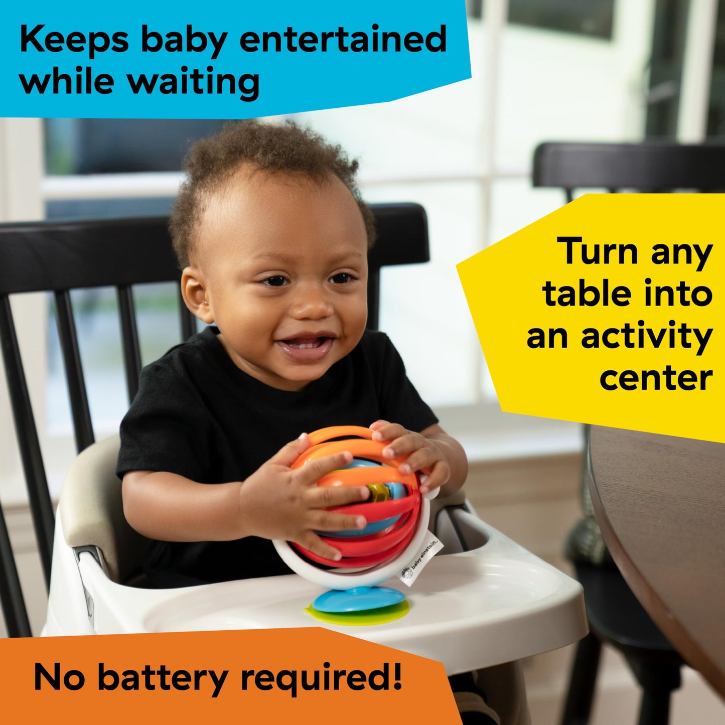 Baby Einstein Sticky Spinner BPA-freies Hochstuhl-Aktivitätsspielzeug, 3 Monate+
