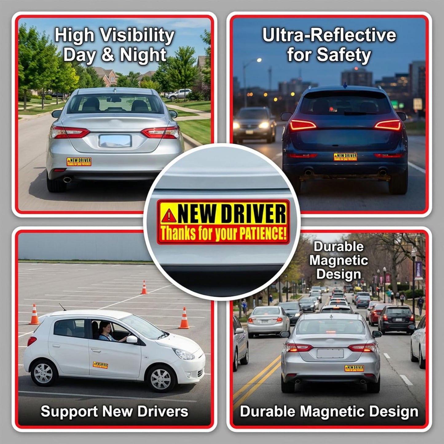 PSLER 3 Pcs New Driver Magnet for Car - Student Driver Car Magnet Funny Be Patient Student Driver Magnet Rookie Driver Car Bumper Magnets New Driver Teen Boys Girls
