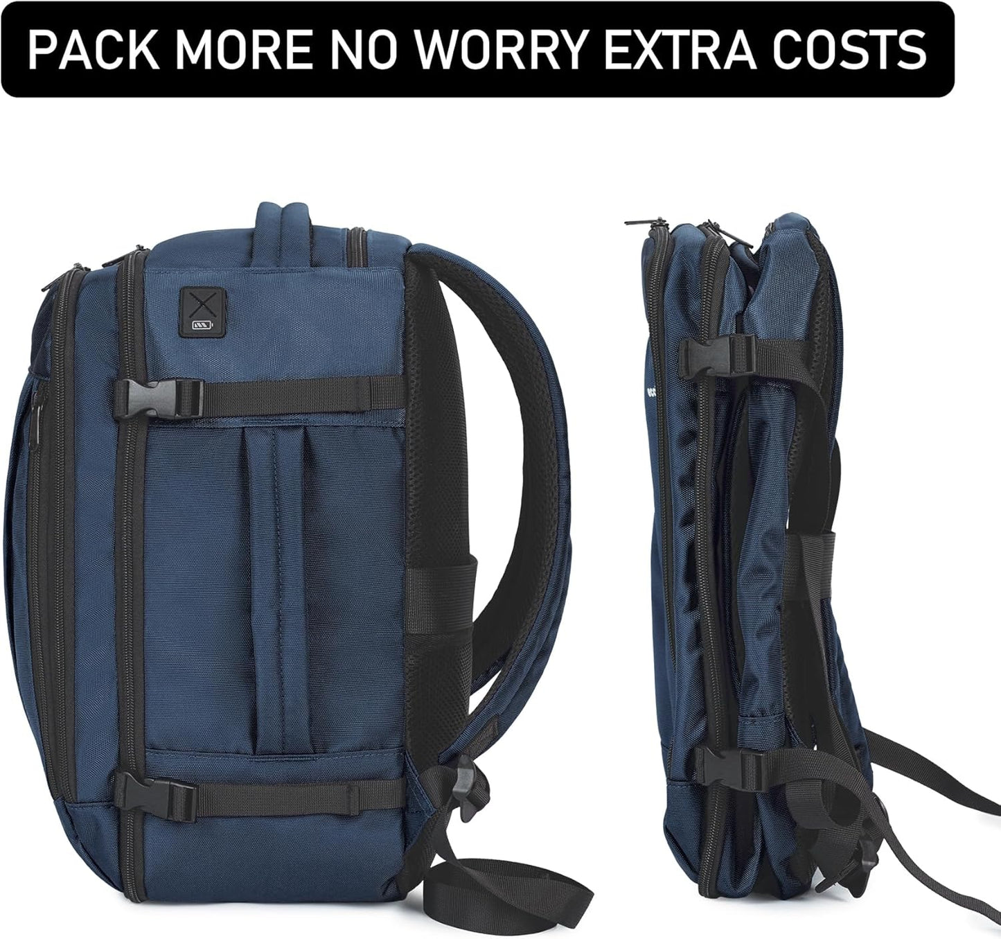 ECOHUB 16'' Reise-Rucksack Handgepäck Unterseat-Rucksack Persönlicher Gegenstand Flugzeug-Reisetasche mit 13 Taschen Handgepäck Flaschenhalter USB-Ladeanschluss Casual Daypack für Frauen Männer Schwarz