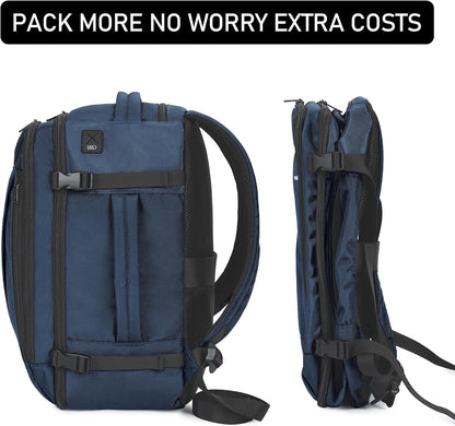 ECOHUB 16'' Reise-Rucksack Handgepäck Unterseat-Rucksack Persönlicher Gegenstand Flugzeug-Reisetasche mit 13 Taschen Handgepäck Flaschenhalter USB-Ladeanschluss Casual Daypack für Frauen Männer Schwarz
