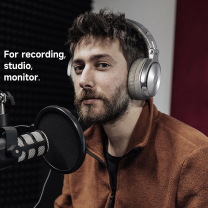 OneOdio Pro-10 Over-Ear Kabelkopfhörer für Schule Studio-Monitor & Mixing DJ Stereo-Headsets, 50mm Neodym-Treiber, Inline-Mikrofon, 3,5mm/6,35mm Klinke für Verstärker Computer Aufnahme Telefon Klavier Gitarre