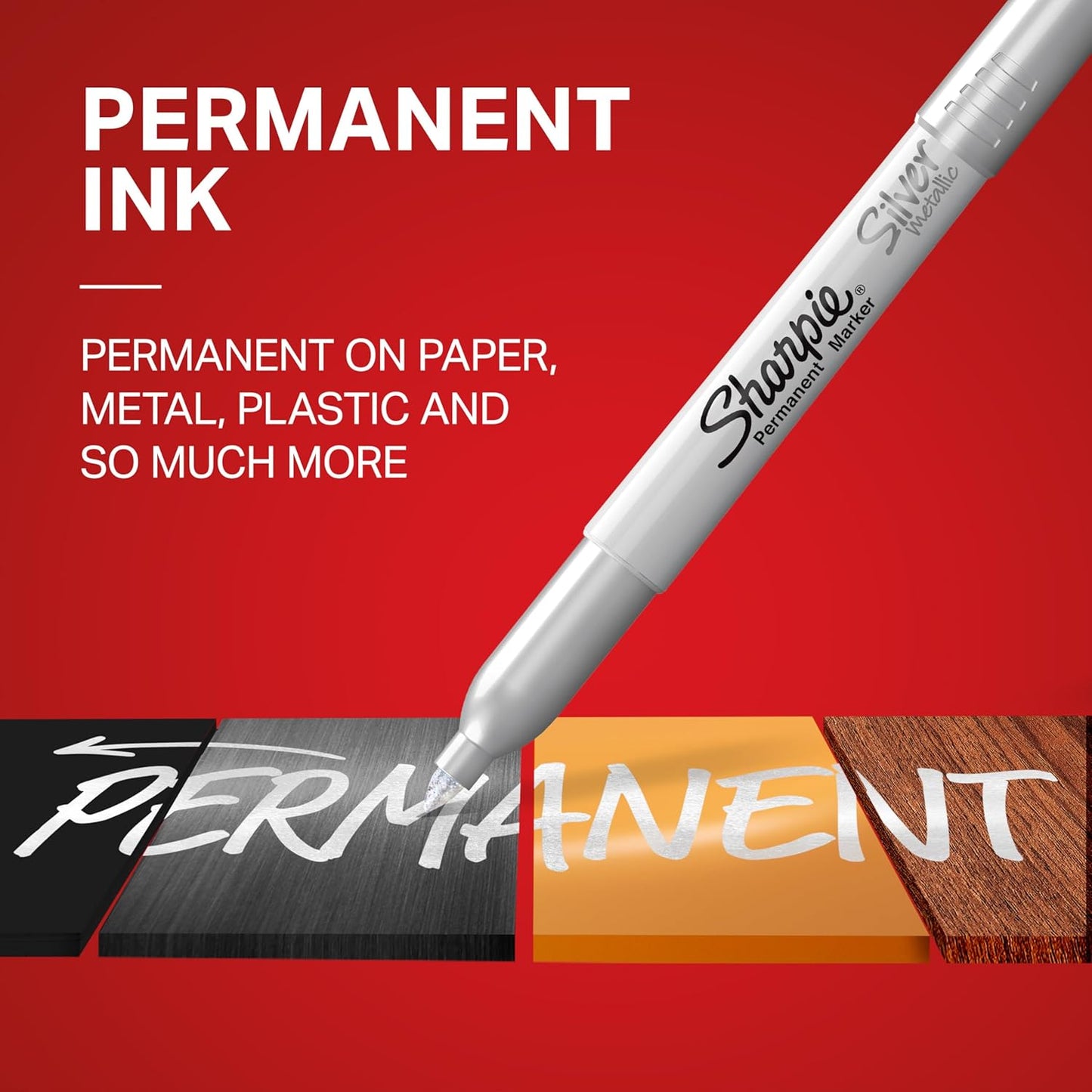 Sharpie Metallic Permanentmarker, Feine Spitze, Silber, 2 Stück