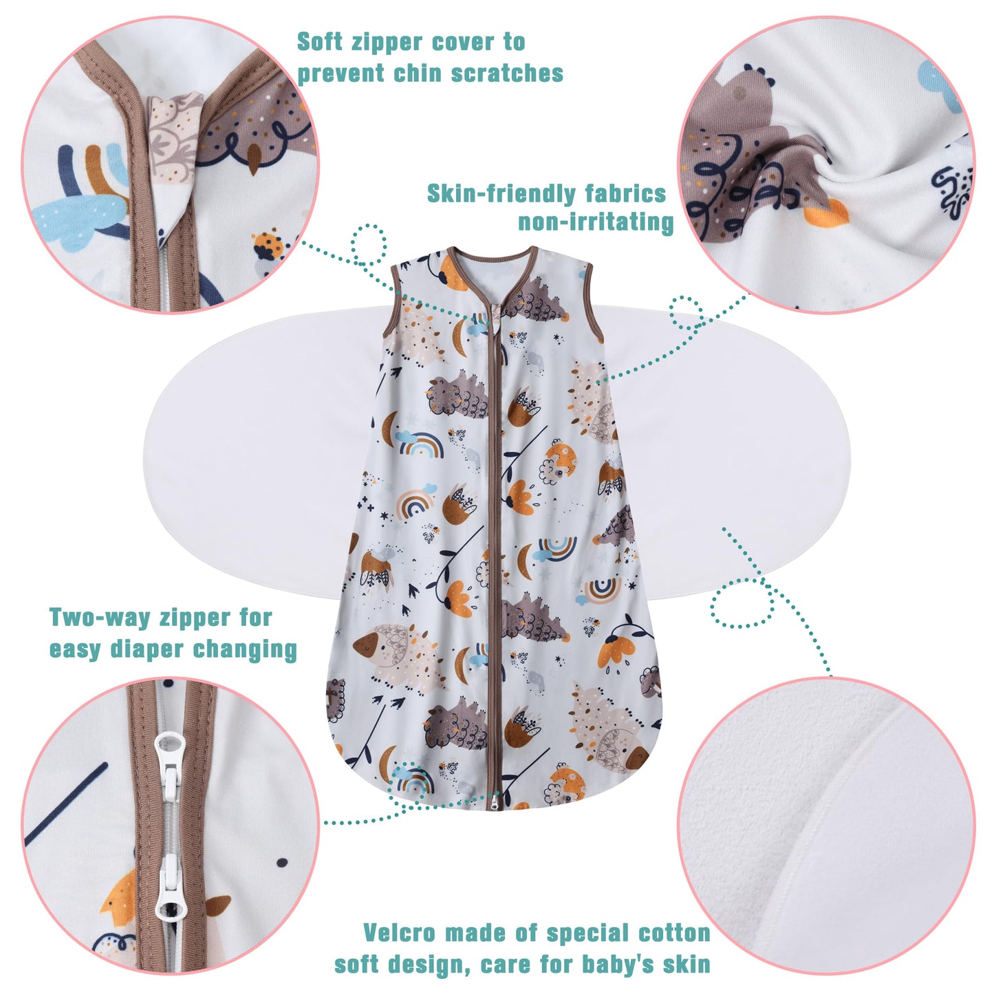 BSTOPPT Fleece Newborn Sleep Sack Baby Swaddle,3-Way Adjustable Wearable Blanket,2 Pack Fleece Swaddling sleeping bag TOG 2.0， (Blue&Green, 0-3 Months)