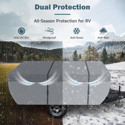 Umbrauto Class C RV Cover Fits 29-32’, Class C Motorhome Camper Cover, Heavy Duty 7 Layers Top Windproof Breathable RV Cover with 3Pcs Extra Straps, Adhesive Repair Patches, 6 Gutter Covers