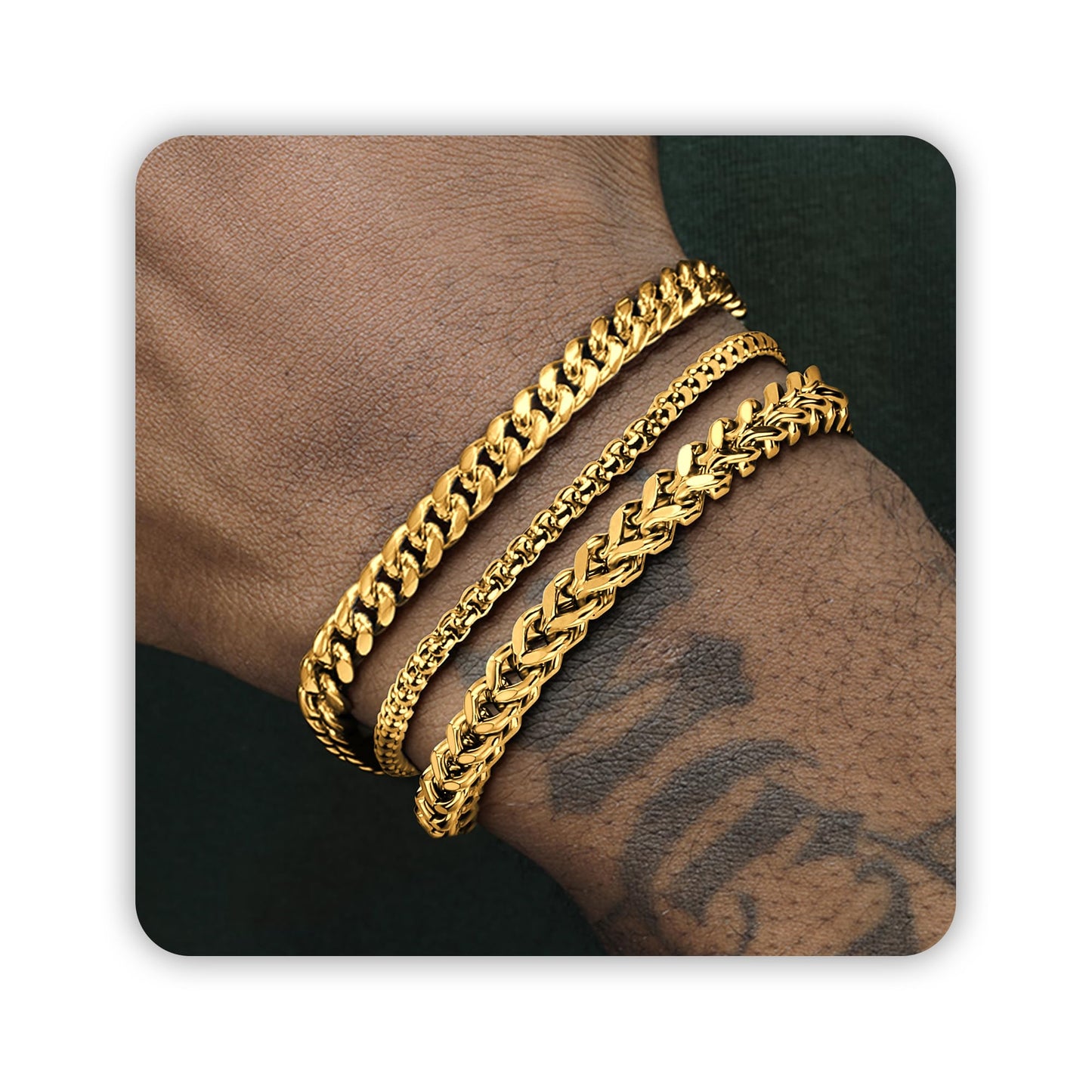 9.0 InchesGold Cuban,Box & Franco Chain