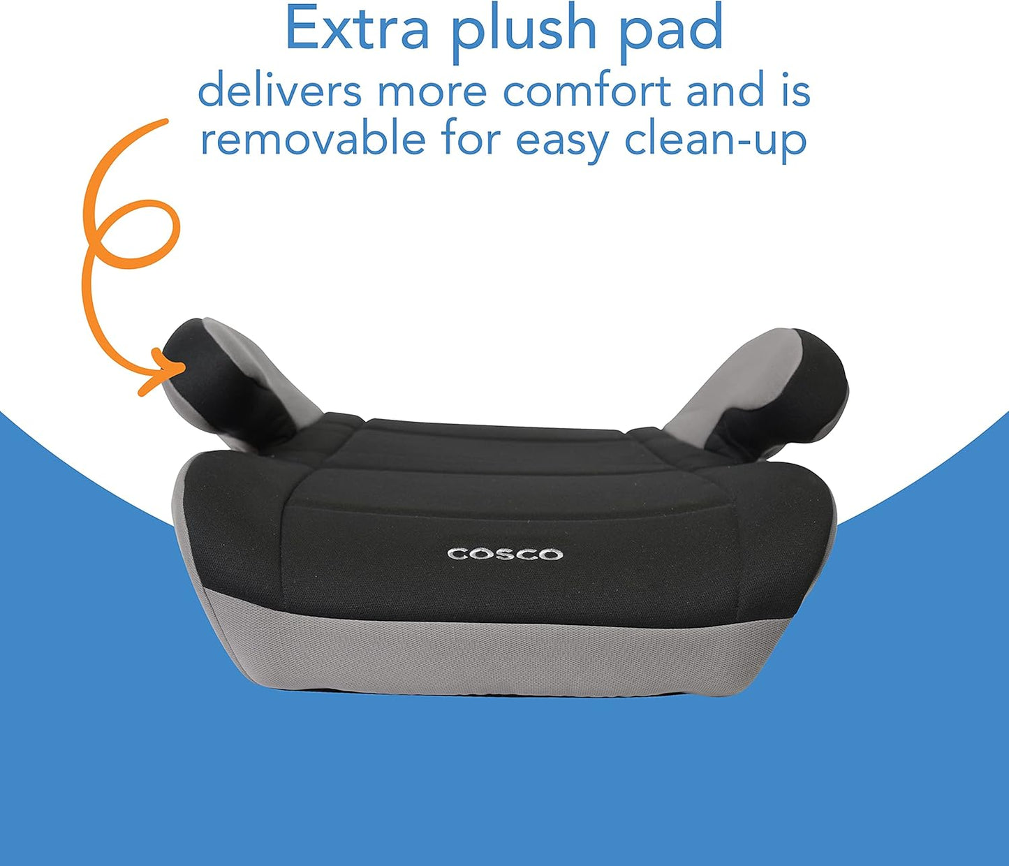 Cosco Kids Topside Leichter, rückengestützter Sitzerhöher, waschbarer Bezug, Schwarz