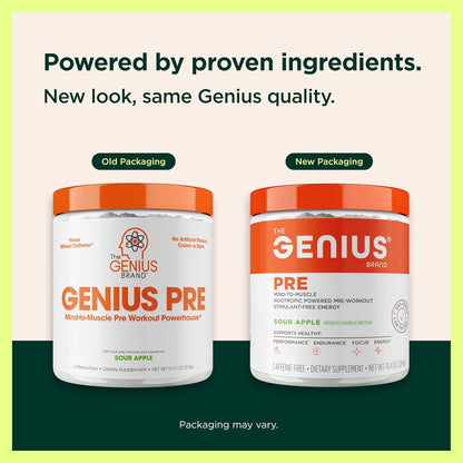 The Genius Brand Genius Pre - Synergistic Mind to Muscle Pre-Workout Powerhouse, Grape Limeade, 338 grams