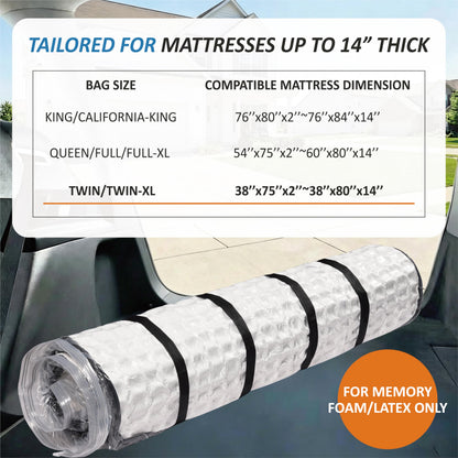 Storage Logic Foam Mattress Vacuum Bag with 4 Adjustable Packing Straps for Moving, Storage, Shipping, Vacuum Seal Mattress Bag with Packaging Straps (Queen/Full/Full-XL)