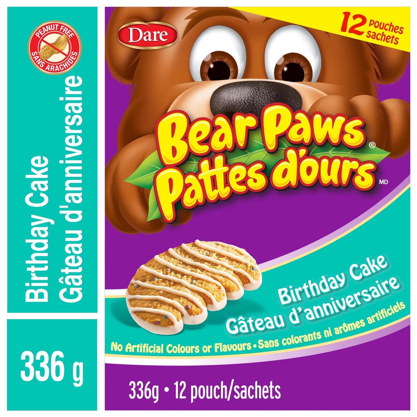Dare Bear Paws Birthday Cake Cookies, 336g/11.9 oz, 12 Beutel, 1 Box