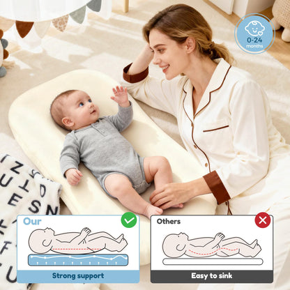 Baby Lounger & Snuggle Nest for Newborn 0-24 Months, Baby Nest Supervised Breathable Cotton for Newborn, Breathable Portable Infant Lounnger for Travel and Home, Pink (Lounger Cover Included)
