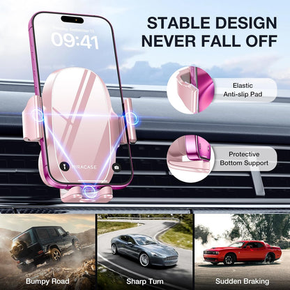 Miracase Handyhalterung für Lüftungsschlitze im Auto【2026 Breitere Klemme & Metallhaken】 Handyhalterung für Lüftungsschlitze im Auto, Freisprechfunktion, Handy-Autohalterung für iPhone 17 Pro Max 16 15 14 13 12 Samsung S25 Autozubehör