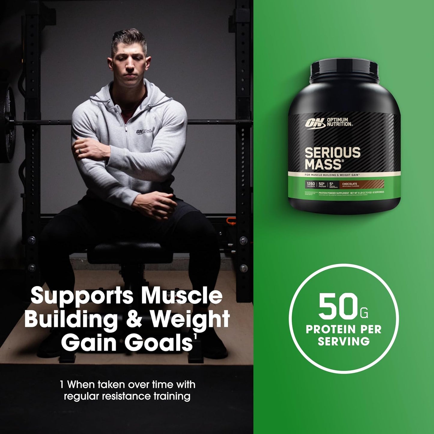 Optimum Nutrition Serious Mass Gainer Protein Powder, Banana, 12 Pound