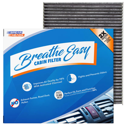 Spearhead Odor Defense Breathe Easy AC & Heater Cabin Filter | Fits Select 2016-2025 Toyota, Lexus, Subaru, 2016-2023 CX-9 Like OEM | Up to 25% Longer Lasting w/Activated Carbon (BE-157)