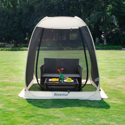 Alvantor Pop Up Screen House Tent, Instant Outdoor Gazebo with Mosquito Netting & UPF 50+ Sun Protection, Portable Canopy Shelter for Patio, Backyard, Camping (2-10 Person)