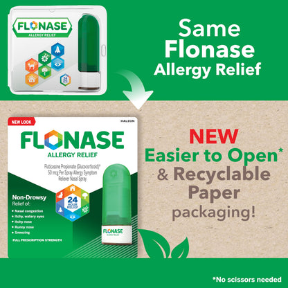 Flonase Allergy Relief Nasal Spray, 24 Hour Non Drowsy Allergy Medicine, Metered Nasal Spray - 72 Sprays - Fall and Seasonal Allergy Relief (Pack of 12)