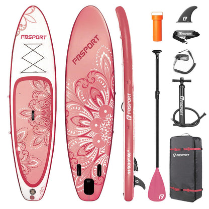 FBSPORT 11' Premium Stand Up Paddle Board, Yoga Board with SUP Accessories & Carry Bag | Wide Stance, Surf Control, Non-Slip Deck, Leash, Paddle and Pump for Youth & Adult