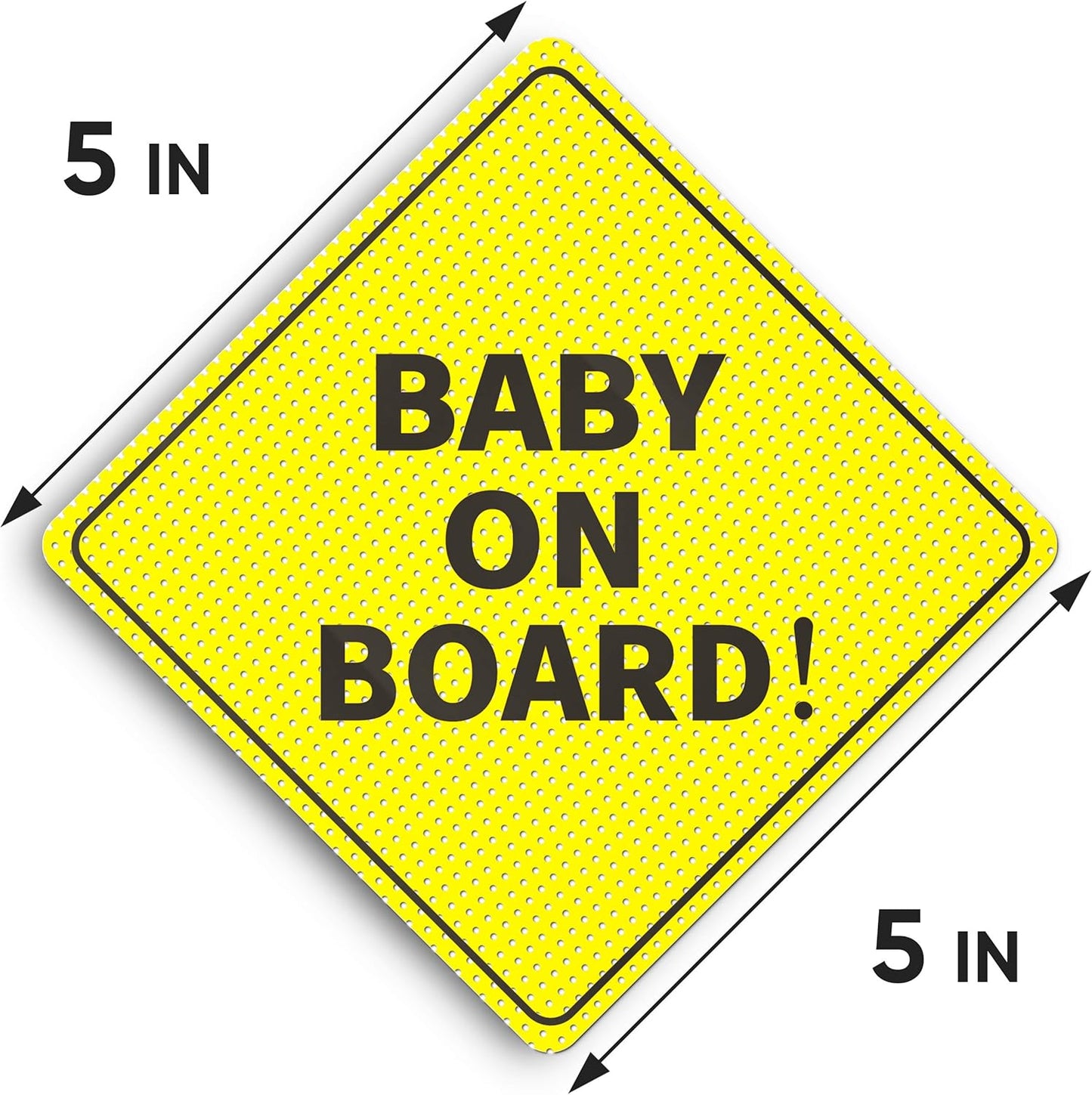 Baby On Board Aufkleber – Unverzichtbar für Autos – 12,7 x 12,7 cm – 2er-Pack – leuchtendes Gelb und DURCHSICHTIG beim Rückwärtsfahren – die besten Sicherheitsschilder für Ihre Kinder – nicht magnetischer Aufkleber – langlebig und stark haftend