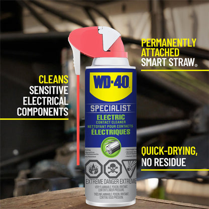 WD-40 Specialist Kontaktspray mit Smart Straw, entfernt Öl, Schmutz, Flussmittelrückstände und Kondenswasser von Elektronik, schnell trocknende Formel in Industriestärke, 155 g, Einzeldose