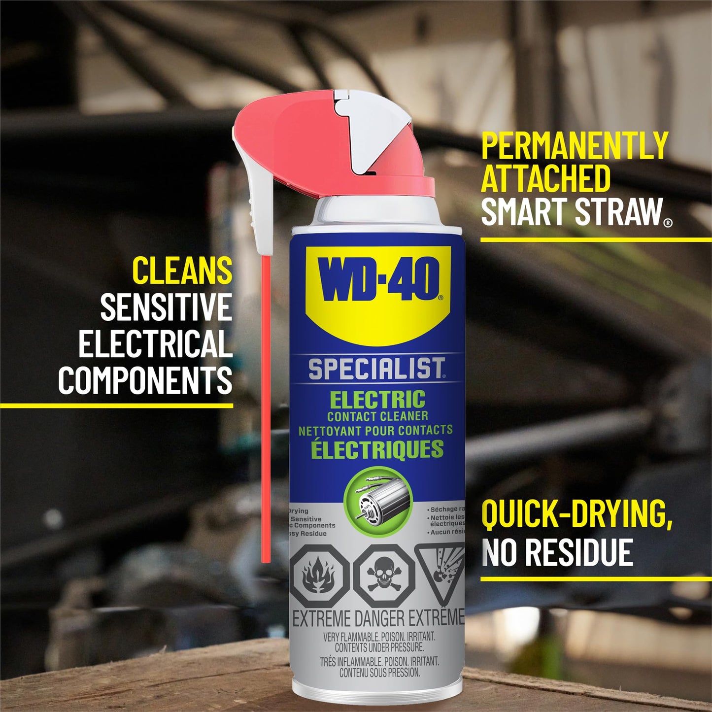 WD-40 Specialist Kontaktspray mit Smart Straw, entfernt Öl, Schmutz, Flussmittelrückstände und Kondenswasser von Elektronik, schnell trocknende Formel in Industriestärke, 155 g, Einzeldose