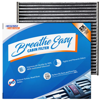 Spearhead Odor Defense Breathe Easy AC & Heater Cabin Filter | Fits Select 2016-2025 Toyota, Lexus, Subaru, 2016-2023 CX-9 Like OEM | Up to 25% Longer Lasting w/Activated Carbon (BE-157)
