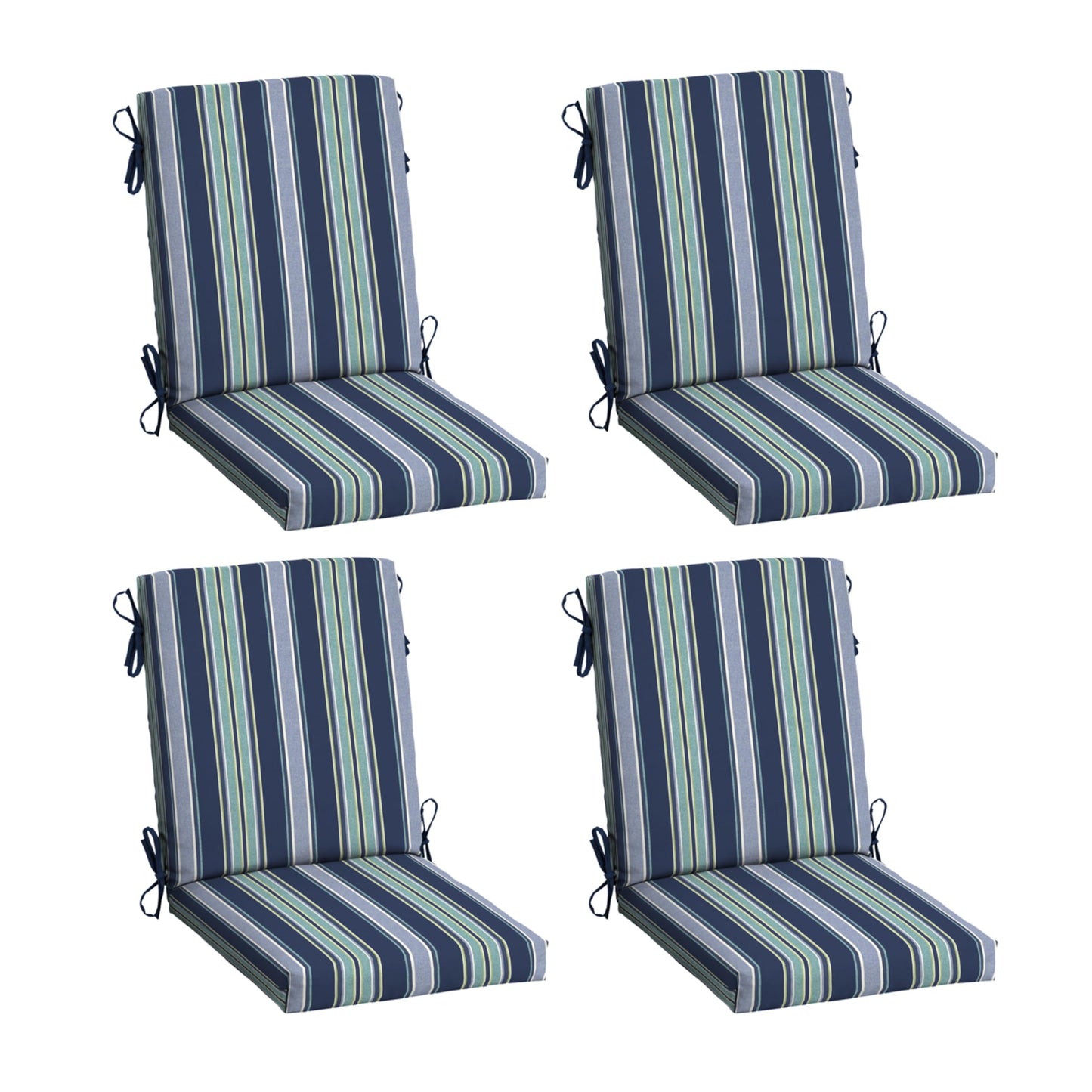 Arden 2-Pack Outdoor Patio Dining Chair Cushion, 20x44, Rain-Proof Seat Pad, Fade-Resistant Outdoor Cushion Black Cabana Stripe
